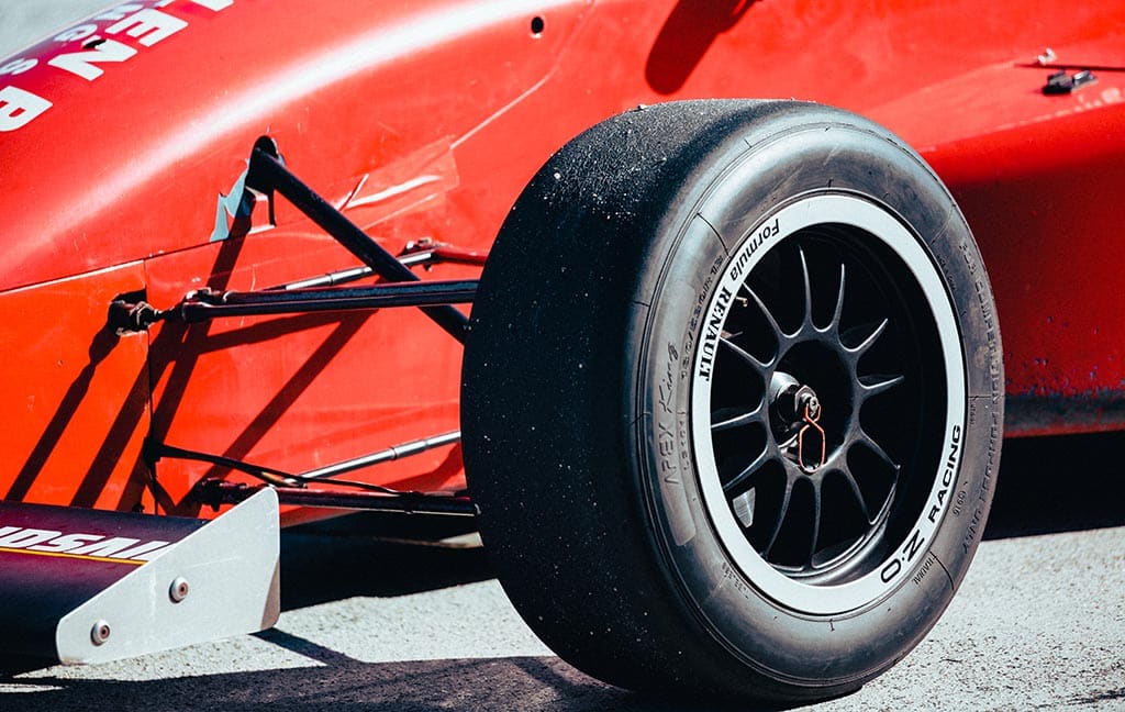 Red racing car wheel