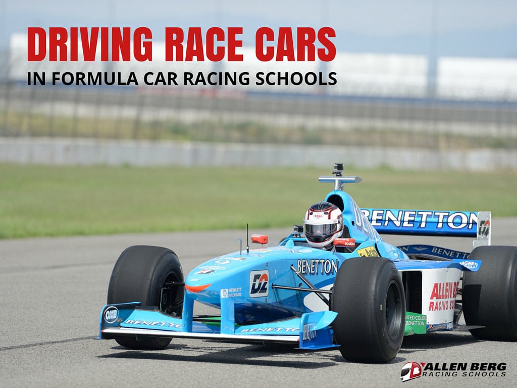 Driving race cars in formula car racing schools