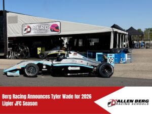 Berg Racing driver Tyler Wade in Ligier Formula car for the 2026 Ligier JFC season announcement
